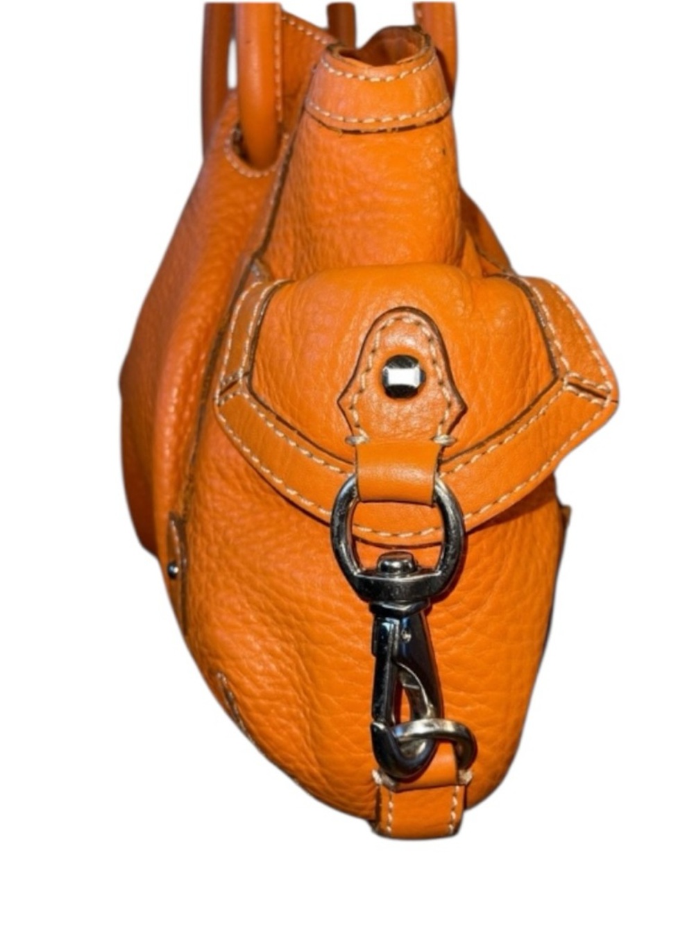 Cole Haan Orange Pebbled Leather Loop Shoulder Bag. Soft and Scrunchy! Vibrant. - Picture 6 of 8